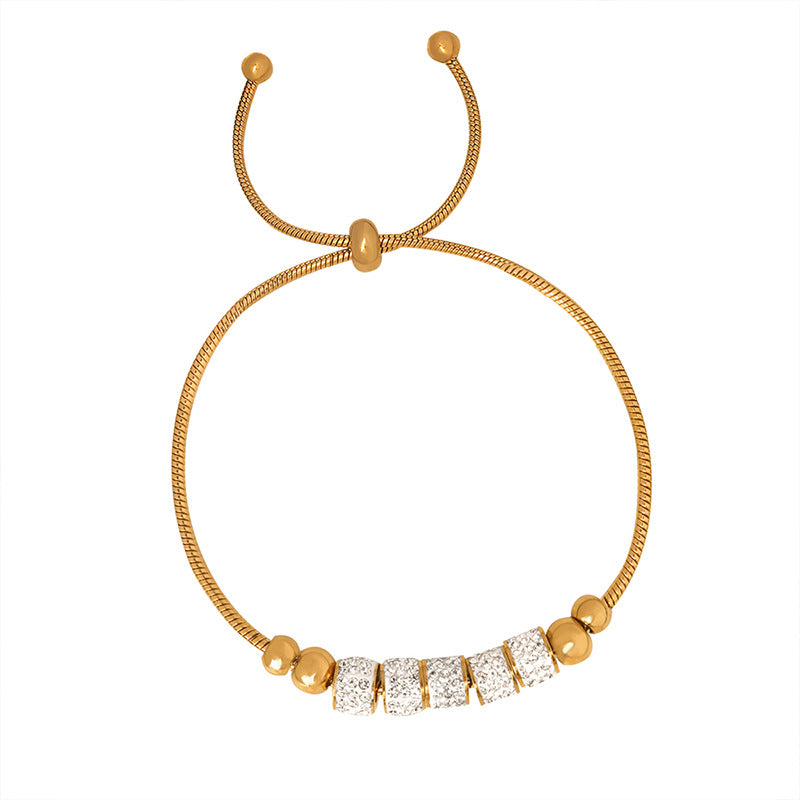 18K gold fashionable hip-hop style cylindrical diamond-studded design light luxury style bracelet