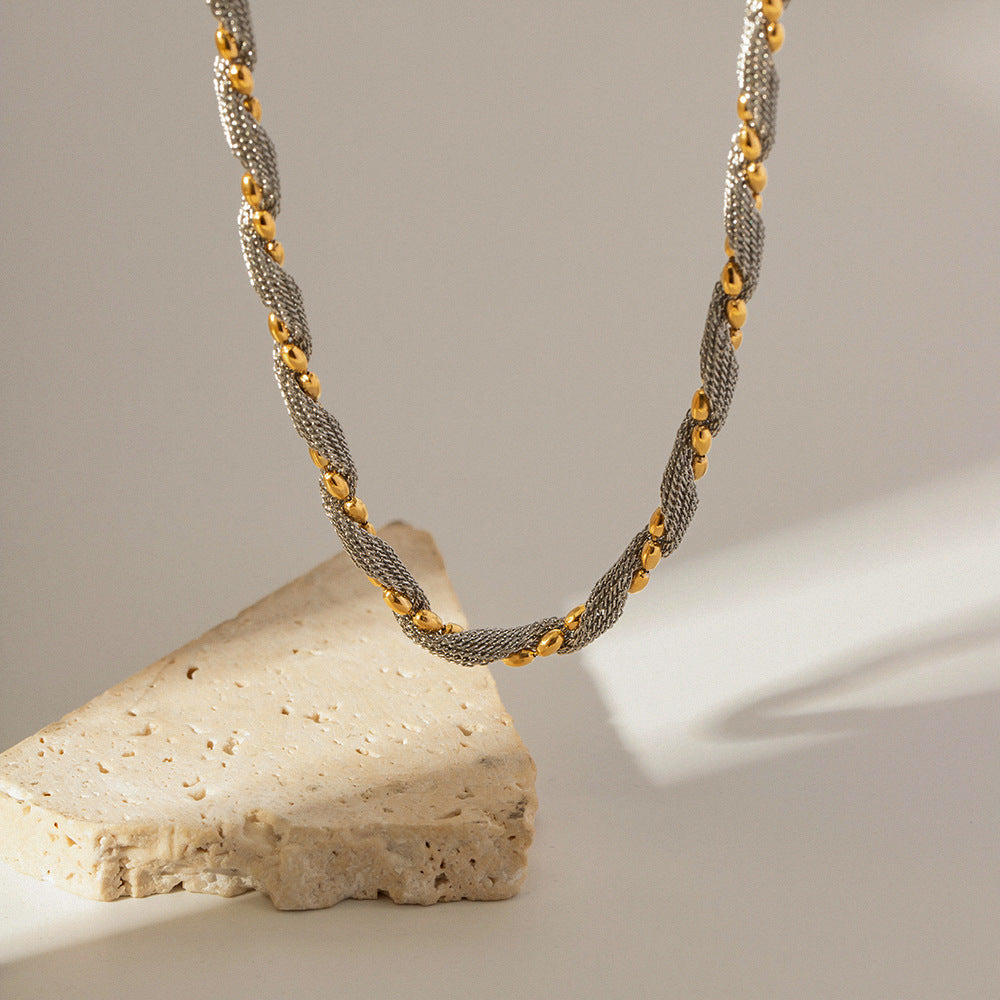 18K Gold Fashion Simple Two-color Design Versatile Necklace