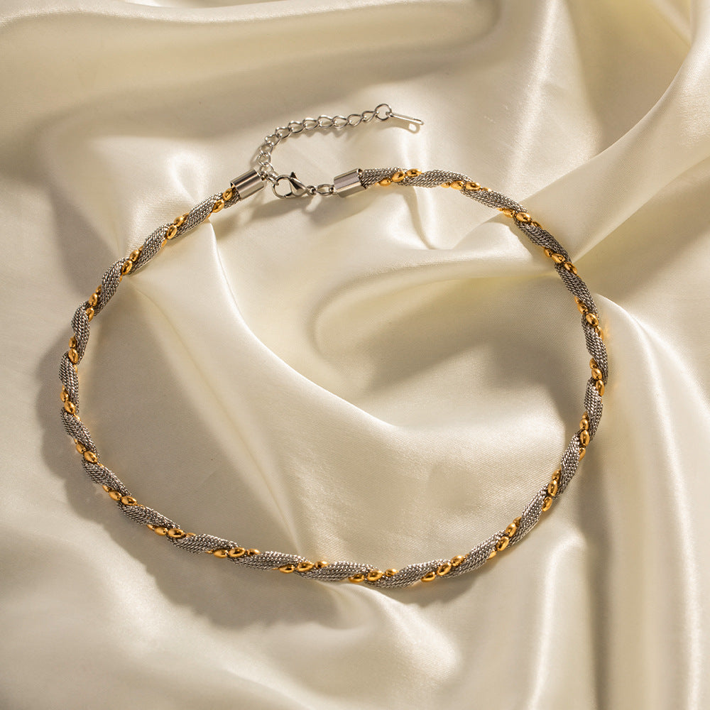 18K Gold Fashion Simple Two-color Design Versatile Necklace